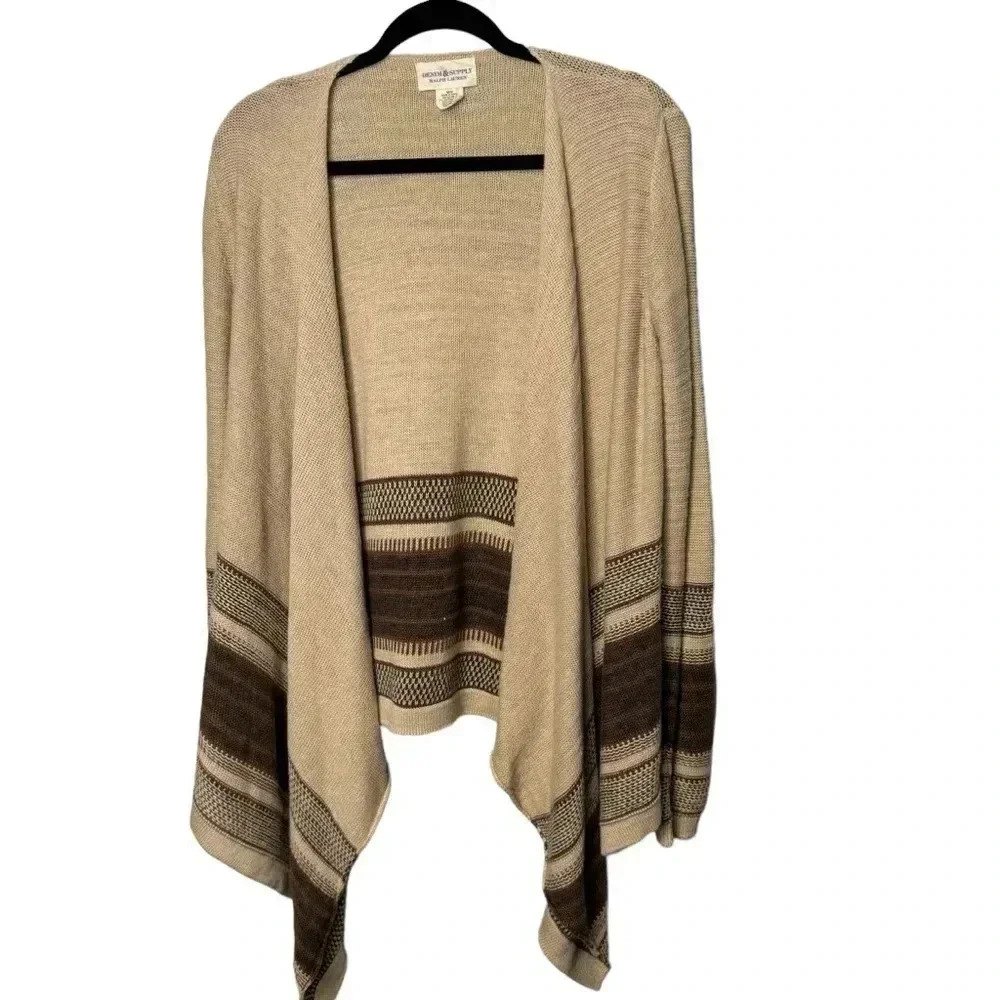 VTG Ralph Lauren Denim & Supply Cotton/Linen Western Open Front Knit Cardigan